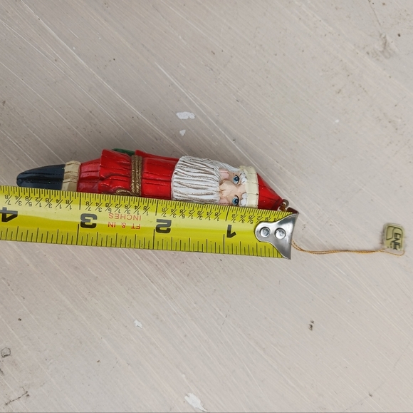 Vintage Enesco Wooden Santa Icicle Christmas Ornament Rustic Decor Hanging - Picture 6 of 6